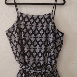 Sexy Size 14 Black & White Pattern Wide-leg Jumpsuit